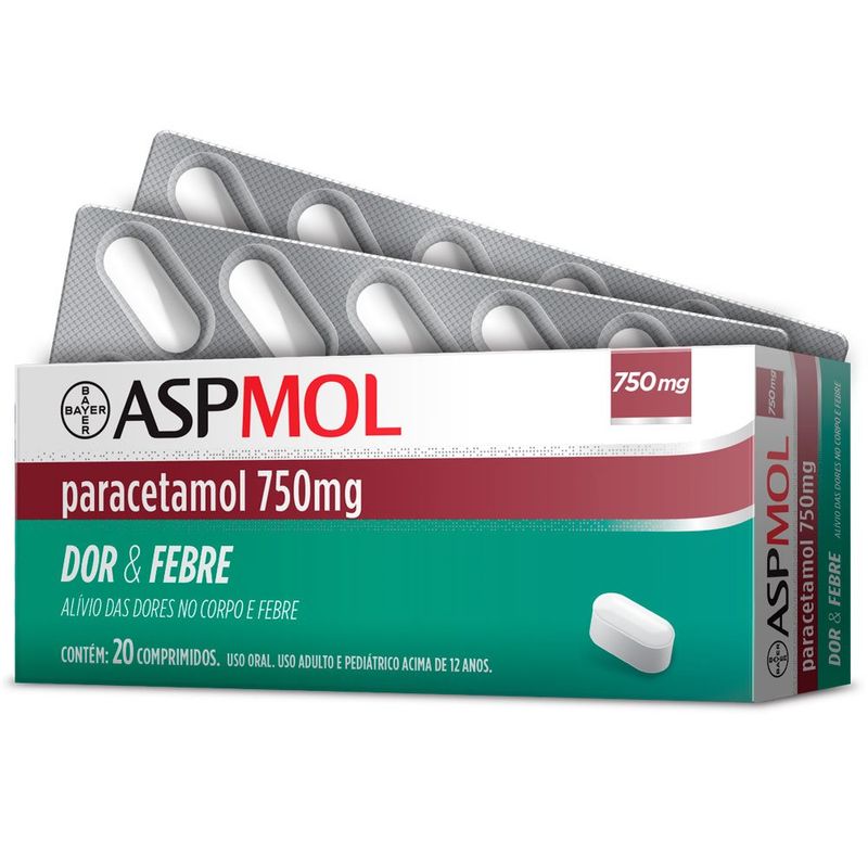 aspmol paracetamol 750mg 20 comprimidos bayer
