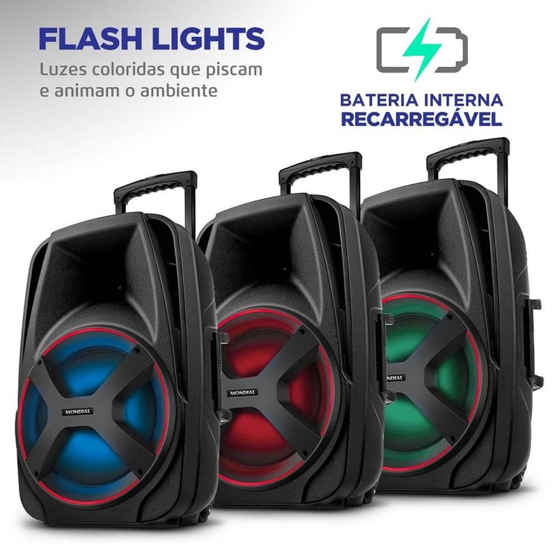 caixa de som amplificada mondial connect power plus bluetooth 550w bivolt preto (cm-550)