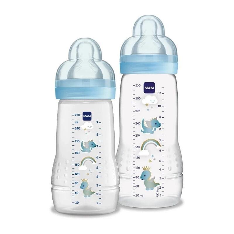kit mamadeira mam easy start 2 peças 330ml e 270ml azul (mp)
