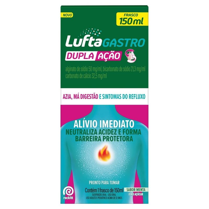 luftagastro dupla ação 150ml suspensão oral sabor menta reckitt