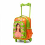 mochila de rodinhas tm barbie flowers 40x26cm laranja (mp)