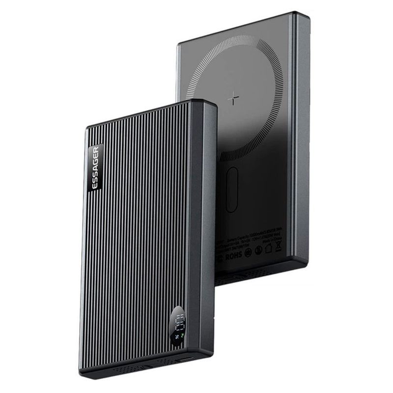 carregador portátil essager 10000 mah wireless usb-c 20w edy1w-sy0g-z preto (mp)