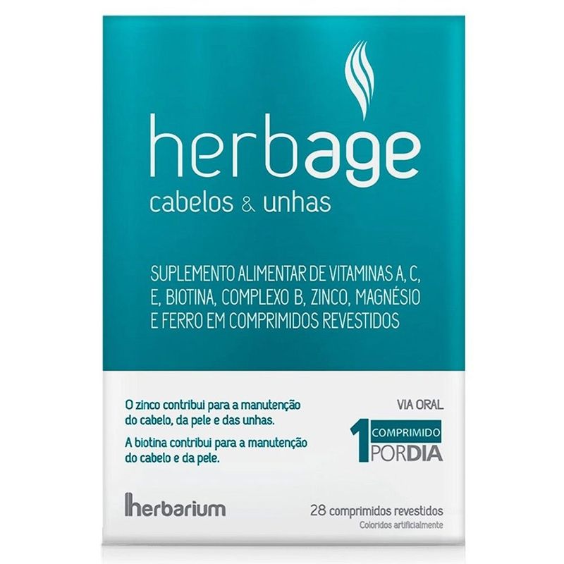 herbage cabelos e unhas 28 comprimidos revestidos herbarium
