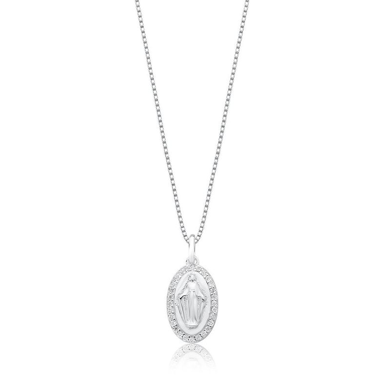 colar prata 925 luiza mota nossa senhora das graças 45cm 262585 (mp)