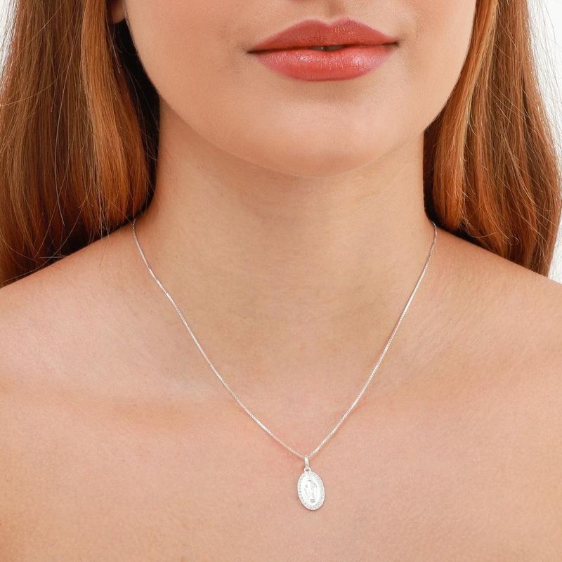 colar prata 925 luiza mota nossa senhora das graças 45cm 262585 (mp)