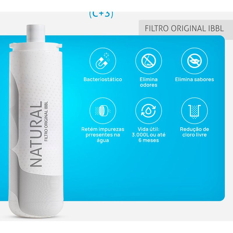 refil filtro de água ibbl natural c+3