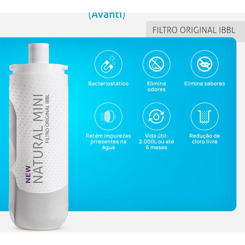 refil filtro de água ibbl natural mini (avanti)