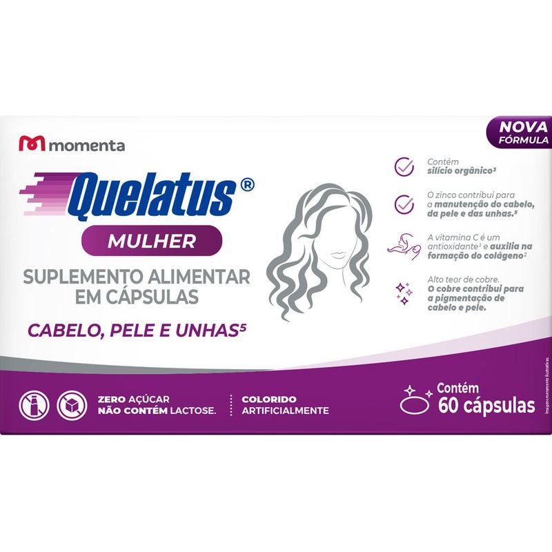 quelatus mulher 60 cápsulas suplemento alimentar momenta