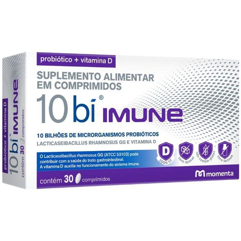 10bi imune 30 comprimidos probiótico lactobacillus rhamnous gg + vitamina d momenta