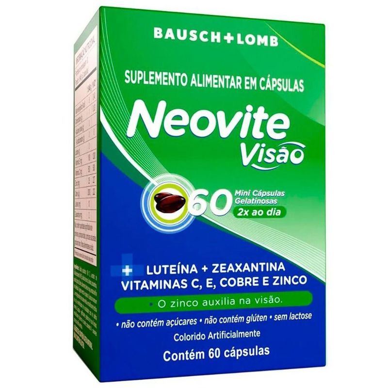 suplemento alimentar neovite visão 60 cápsulas bausch & lomb
