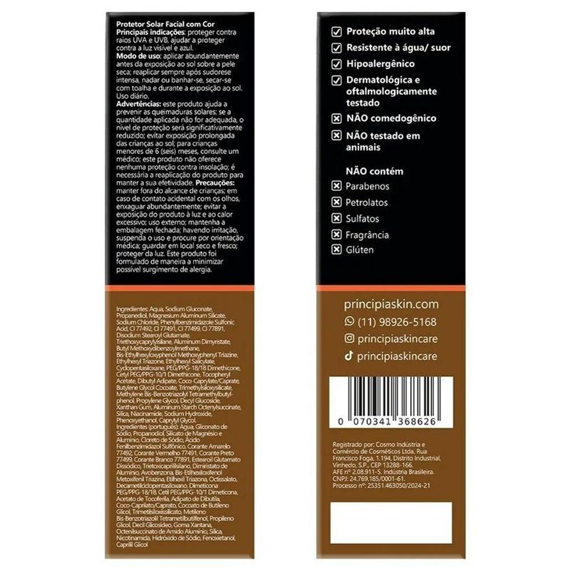 protetor solar facial principia ps-05 fps70 cor 7.0 30ml