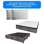 kit colchão king pelmex ortoplus 33x193x203cm + base cama box king + 2 travesseiros flocos (mp)