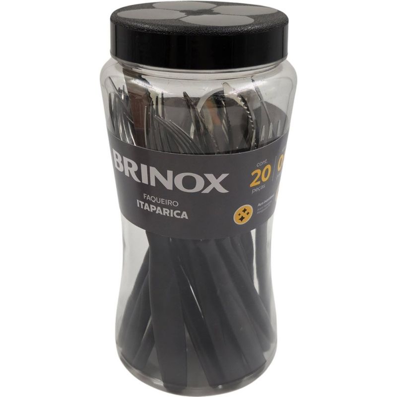 conjunto de talheres 20 peças brinox itapar preto 6000/414