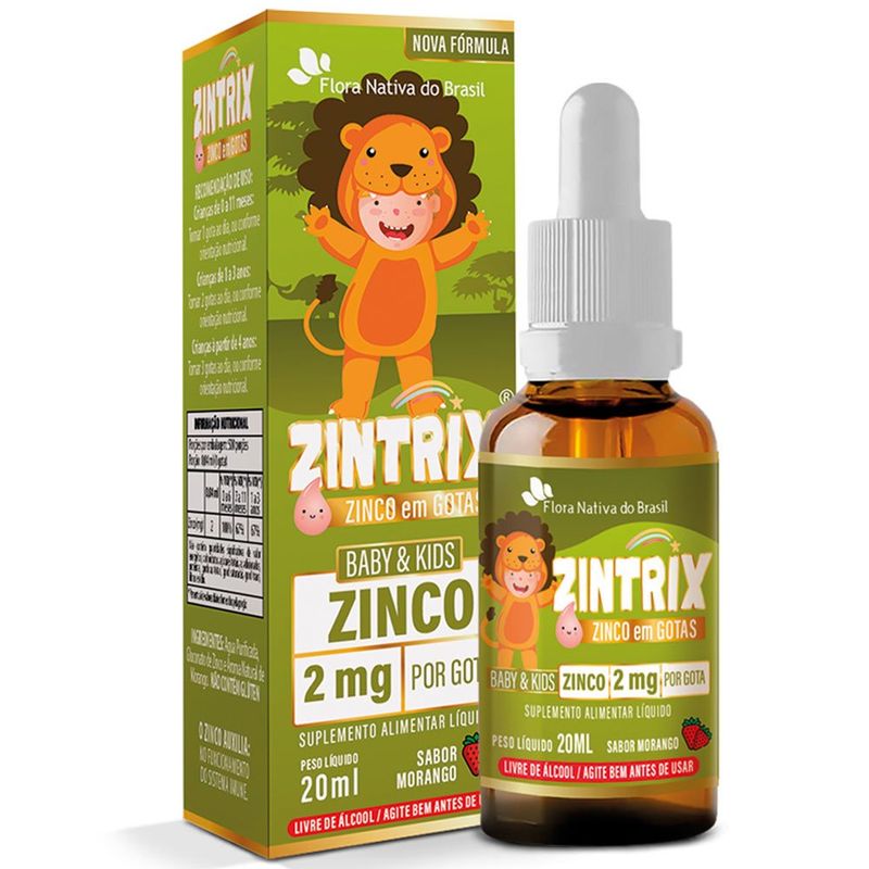 Suplemento Alimentar Zinco Trix Kids Morango 20ml
