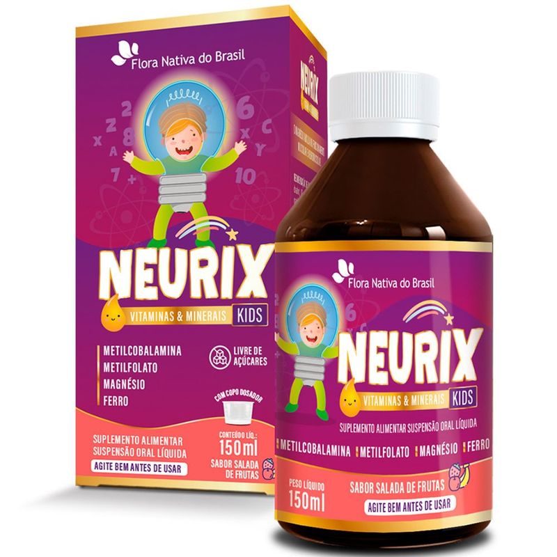 suplemento alimentar neurix kids sabor salada de frutas 150ml flora nativa