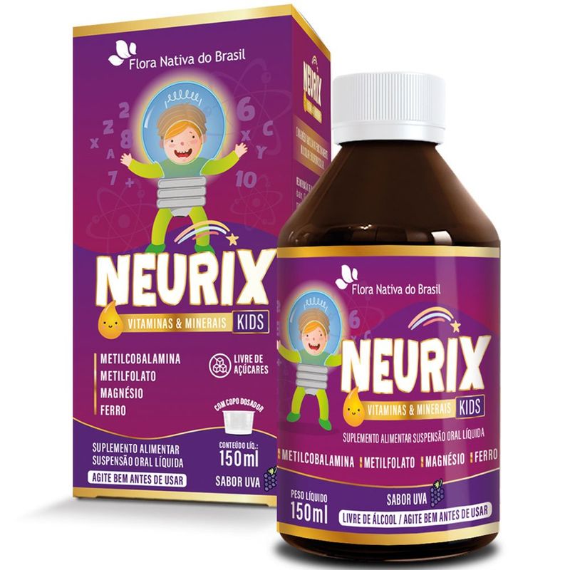 suplemento alimentar neurix kids sabor uva 150ml flora nativa