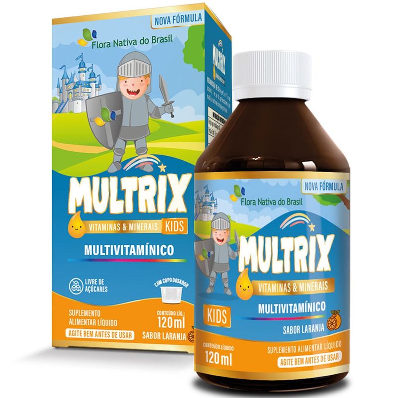 suplemento alimentar multivitamínico multrix kids sabor laranja 120ml flora nativa