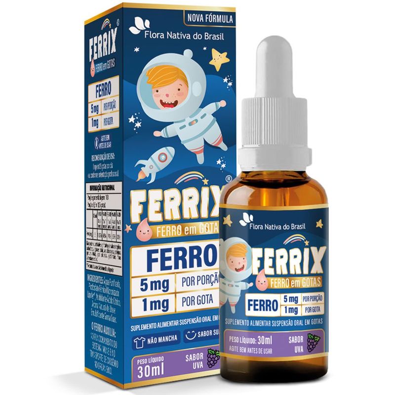 suplemento alimentar ferrix kids sabor uva 30ml flora nativa