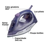 ferro de passar blacker+decker a vapor com spray lilás com branco fx2550-br