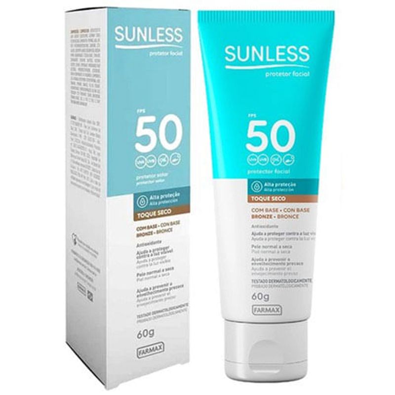 protetor solar facial fps50 bronze sunless 60g