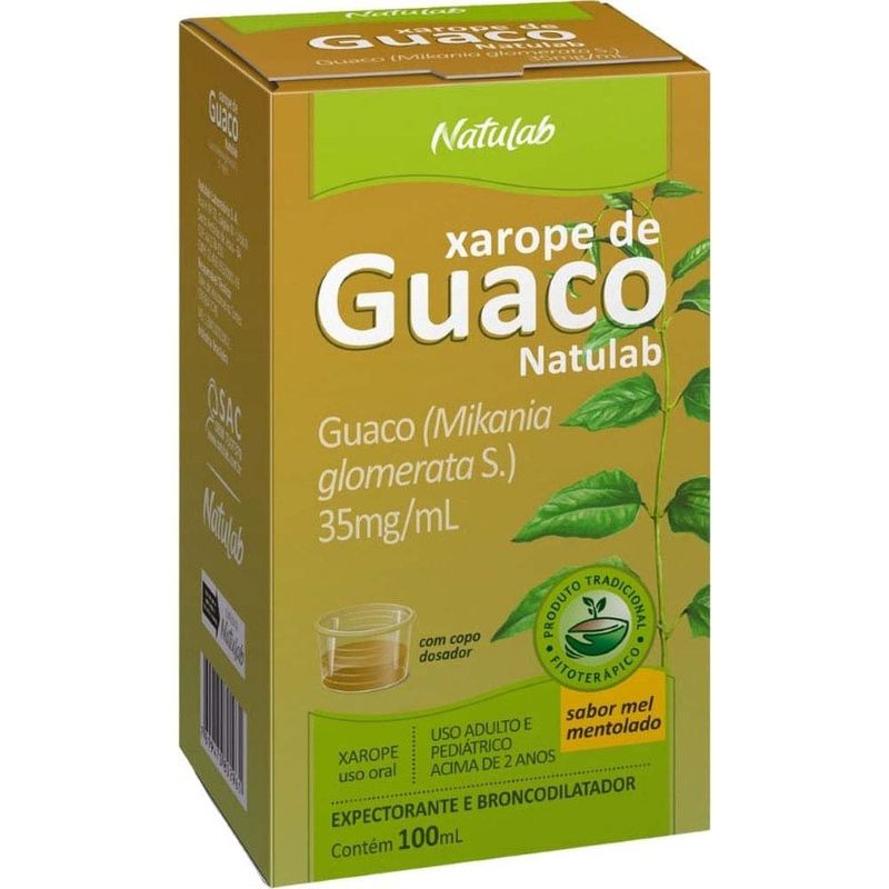 guaco xarope 35mg/ml 100ml sabor mel mentolado natulab