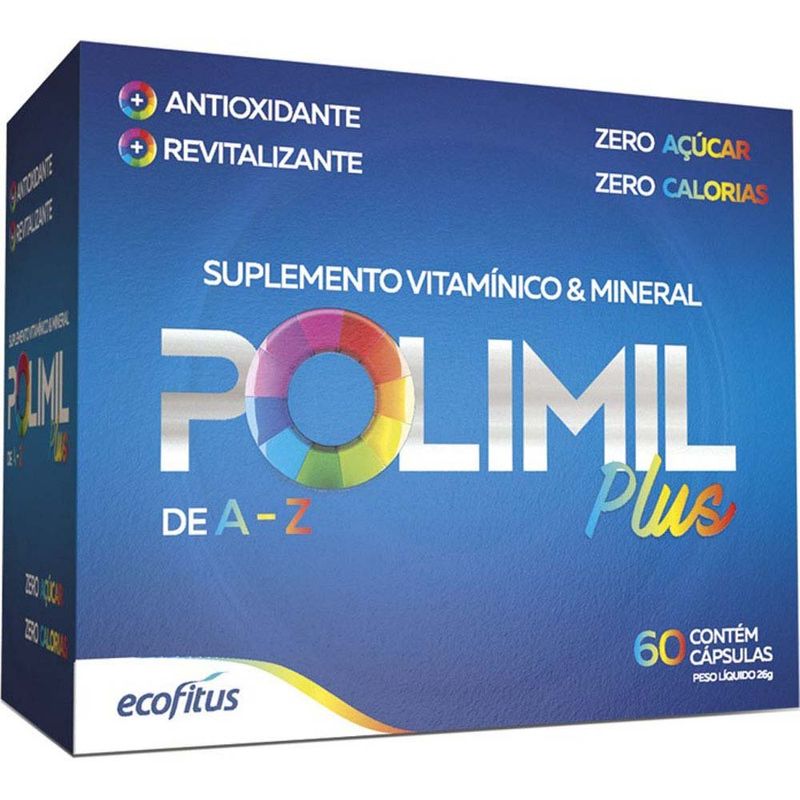 polimil plus a-z 60 cápsulas suplemento vitamínico e mineral ecofitus