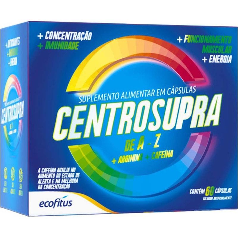 centrosupra a-z + arginina + cafeína 60 cápsulas suplemento alimentar ecofitus
