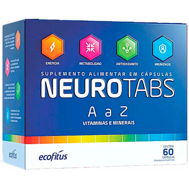 neurotabs a a z vitaminas e minerais 60 cápsulas suplemento alimentar ecofitus