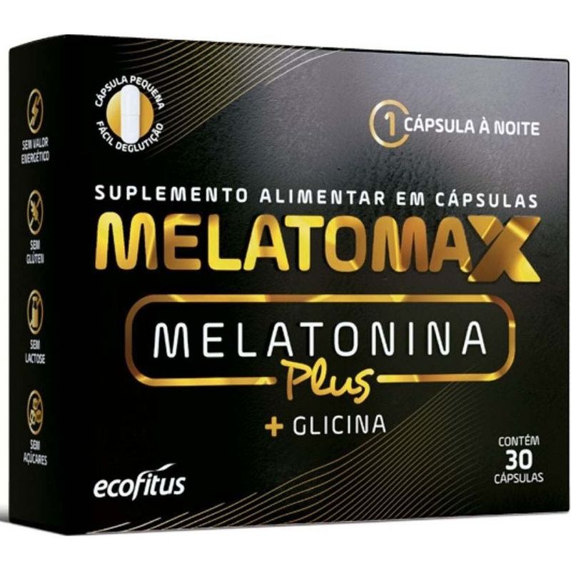 melatomax plus melatonina + glicina 30 cápsulas suplemento alimentar ecofitus