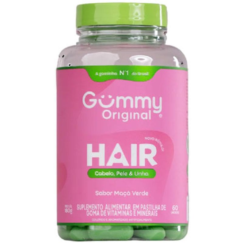 suplemento alimentar gummy hair vitamin maçã verde 60 gomas 180g