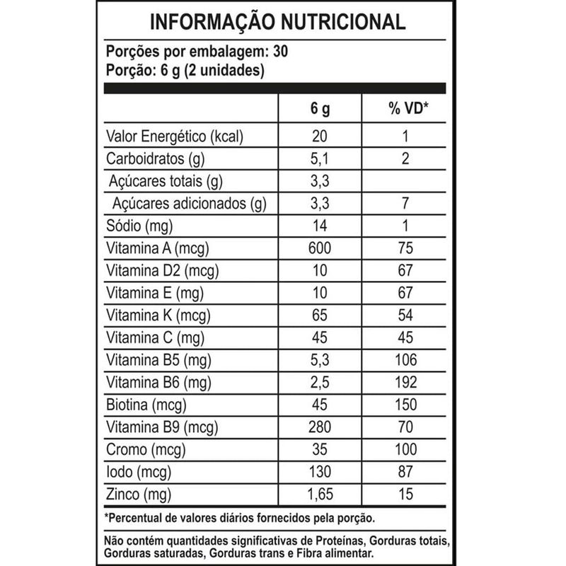 suplemento alimentar gummy hair vitamin maçã verde 60 gomas 180g