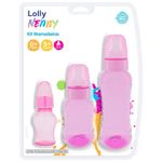kit de mamadeira lolly nenny clean bico de silicone rosa 3 peças