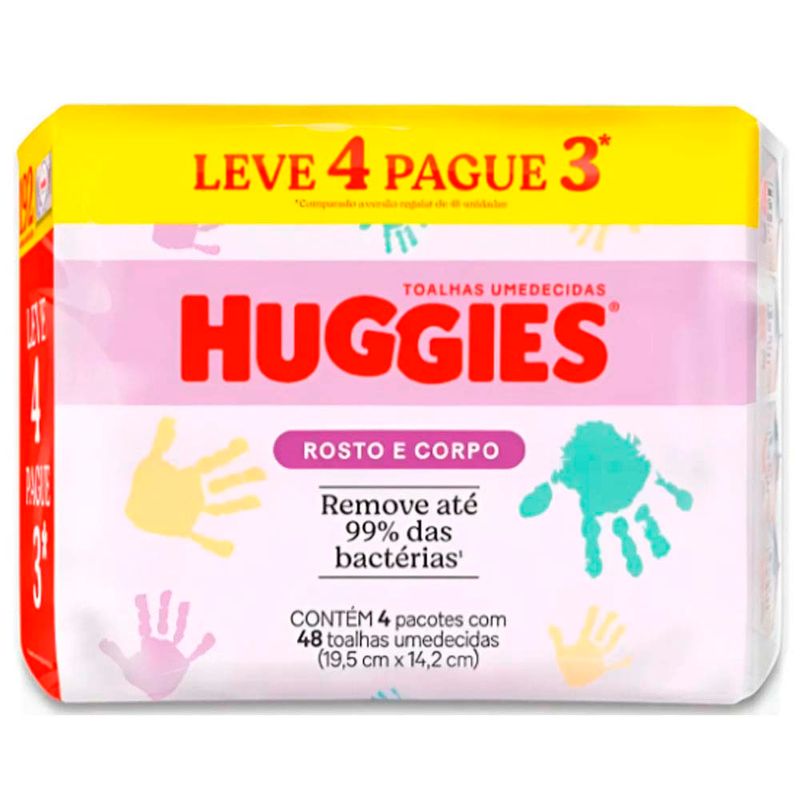 lenço umedecido huggies rosto e corpo 192 unidades