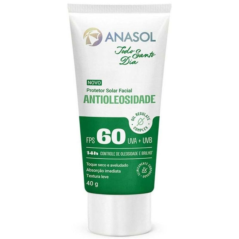 protetor solar facial anasol todo santo dia antioleosidade fps60 40g