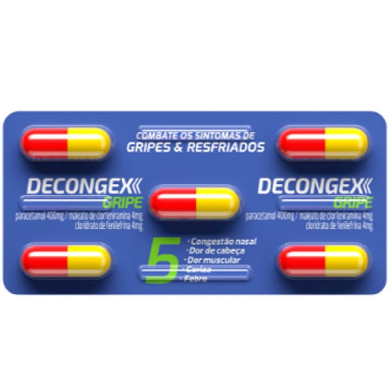decongex gripe paracetamol 400mg + clorfeniramina 4mg + fenilefrina + 4mg 5 cápsulas aché