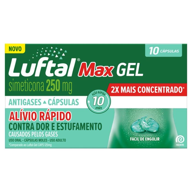 luftal max gel simeticona 250mg 10 cápsulas reckitt