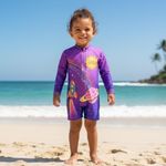 macacão de praia infantil manga longa peixote garotas no espaço 2 anos (mp)