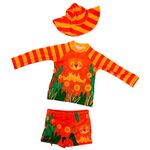 conjunto de praia manga longa peixote leãozinho com chapéu 9 meses (mp)