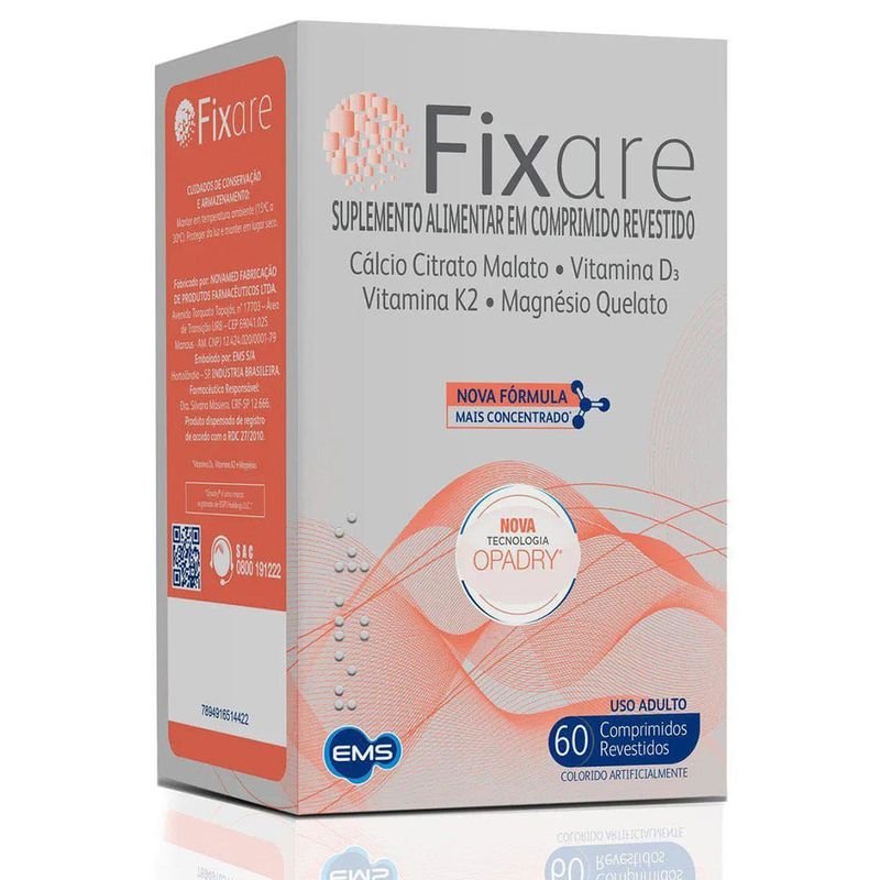 fixare 60 comprimidos revestidos suplemento vitamínico mineral ems