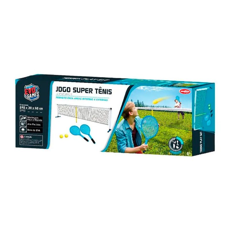 jogo astro toys super tenis evolution com rede raquetes e petecas colorido