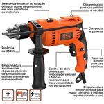 furadeira de impacto black+decker 650w 127v laranja bed713650-br