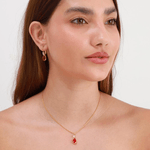 conjunto semijoia luiza mota baguete gota vermelho 45cm (mp)