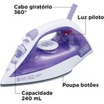ferro de passar black+decker a vapor branco e azul fx1050-br