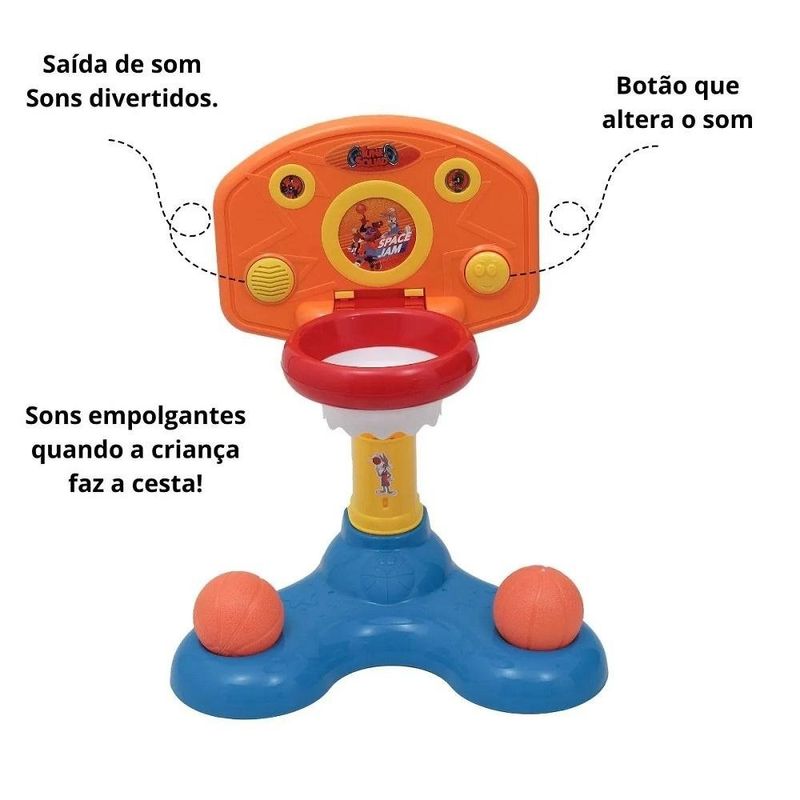 cestinha de basquete ebn kids com som e luz space jam (mp)