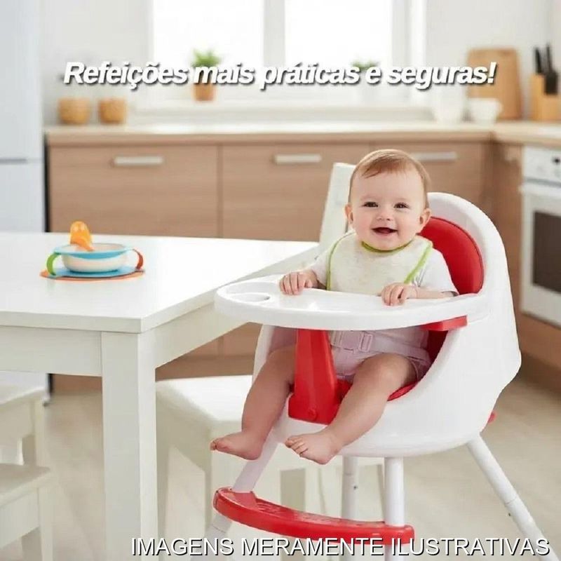 cadeirão booster de alimentação baby style 4 em 1 lily vermelho (mp)