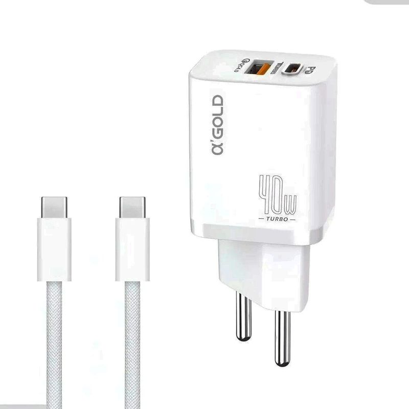carregador turbo a'gold com cabo tipo c 40w (mp)