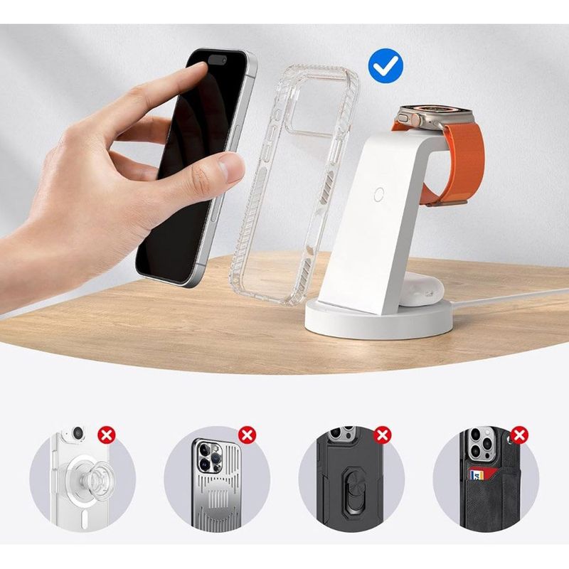 estação de carregamento sem fio anlmz para dispositivos apple branco a-bi