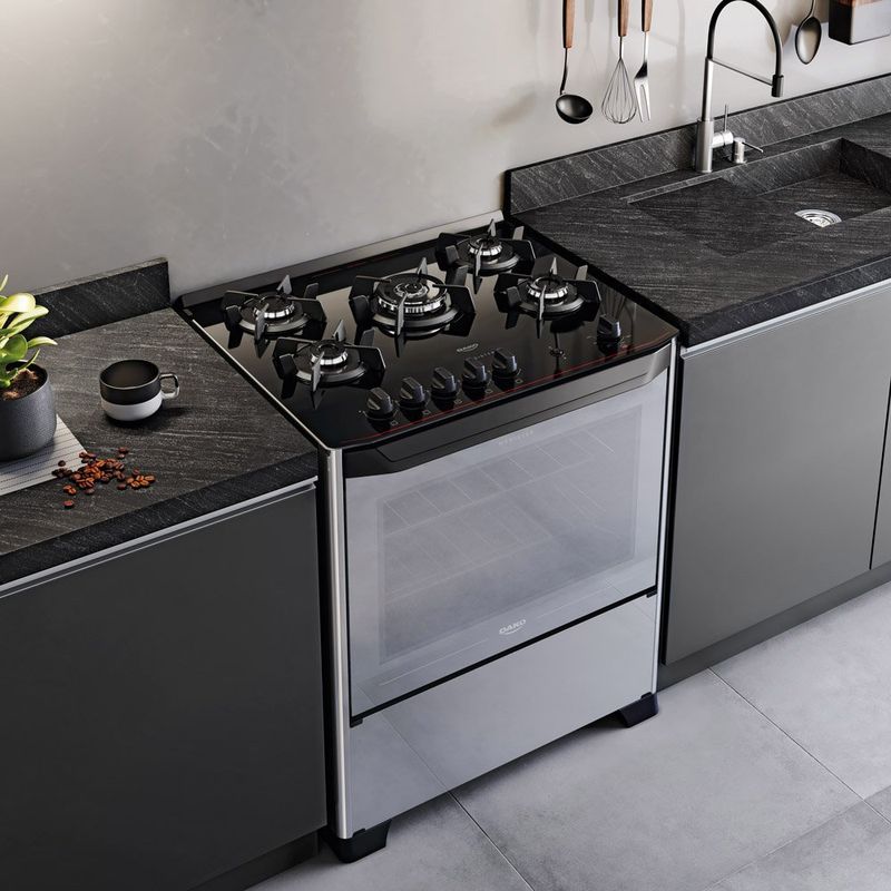 fogão 5 bocas dako magister style mesa de vidro bivolt 300002170