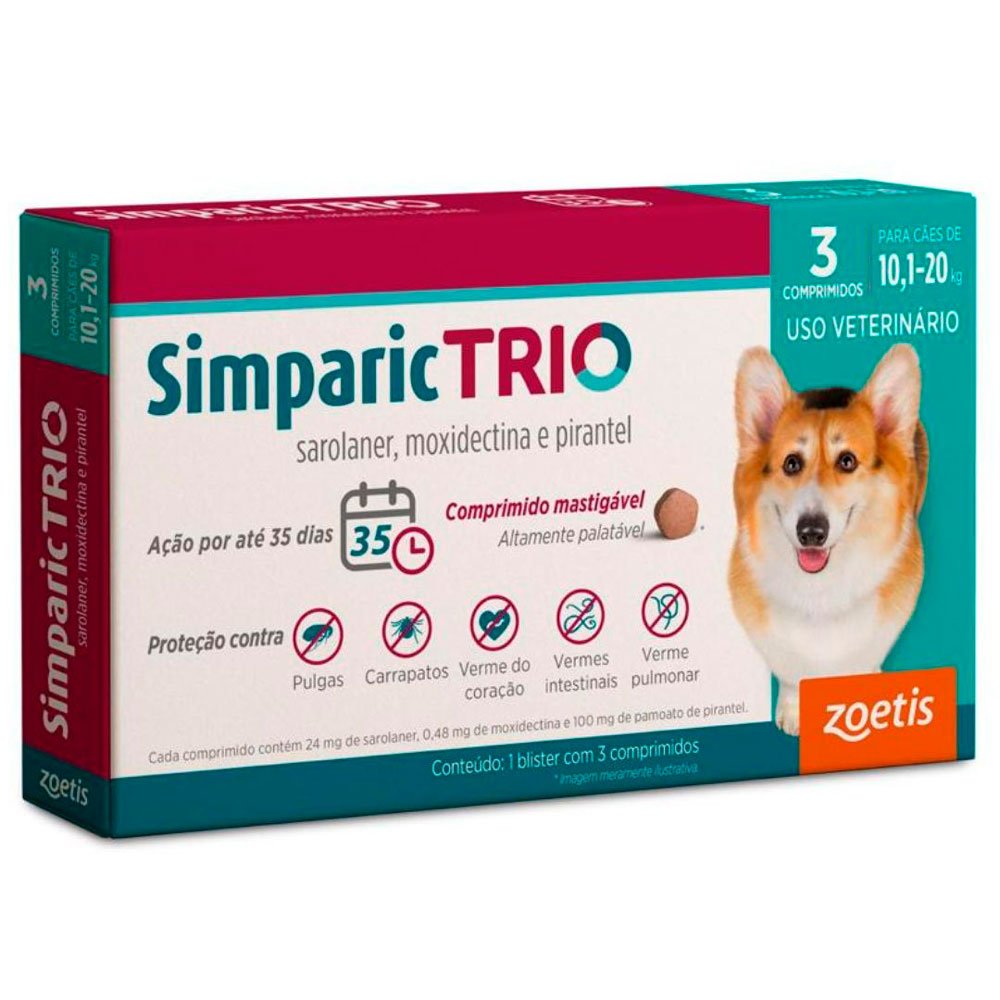 Simparic Trio 24mg 10,1 a 20kg 3 Comprimidos