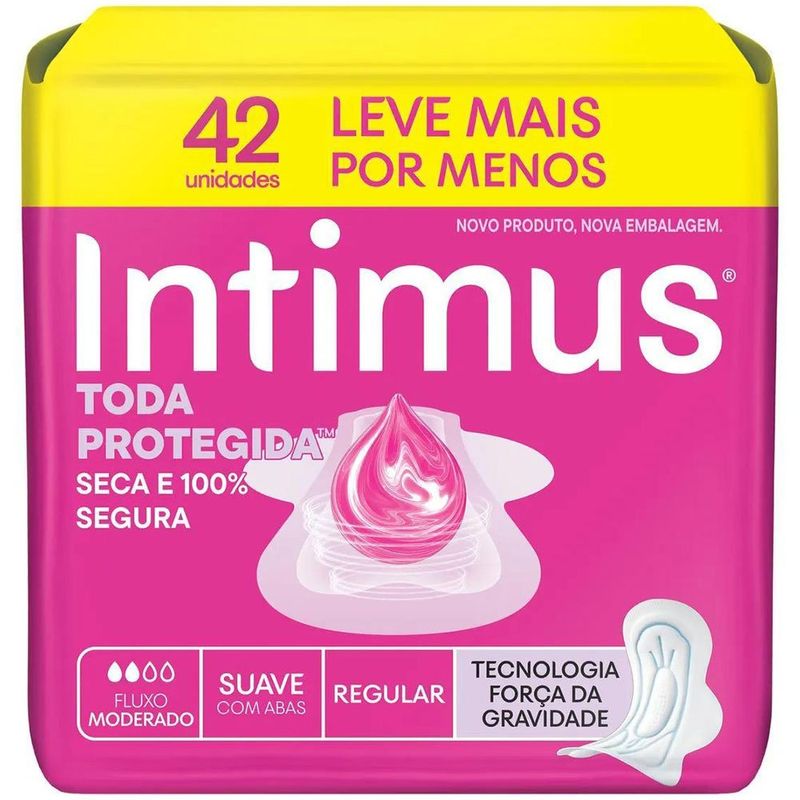 absorvente intimus toda protegida cobertura suave com abas 42 unidades